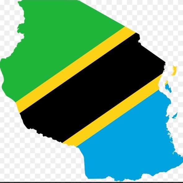 Flag of Tanzania in its map