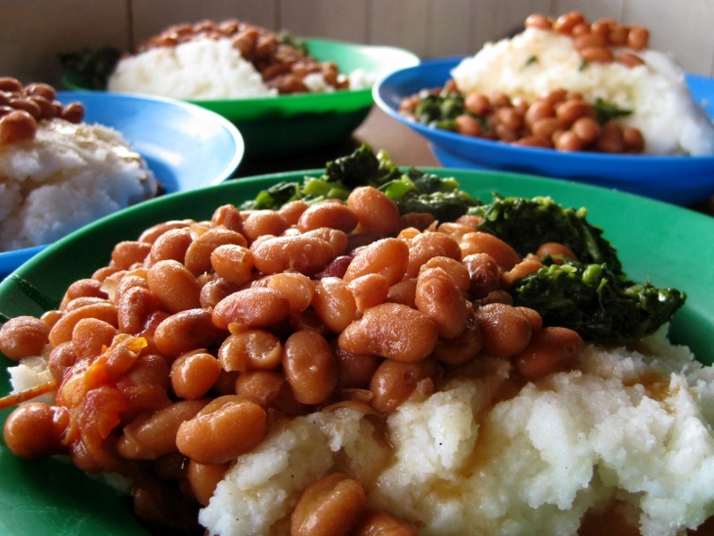 Ugali, beans and Sukuma Wiki